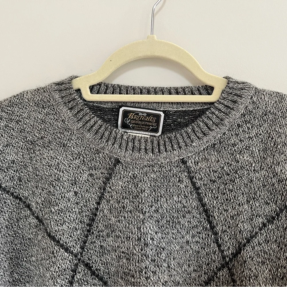 Britches of Georgetowne 100% Alpaca Wool Crewneck Sweater, Gray, XL